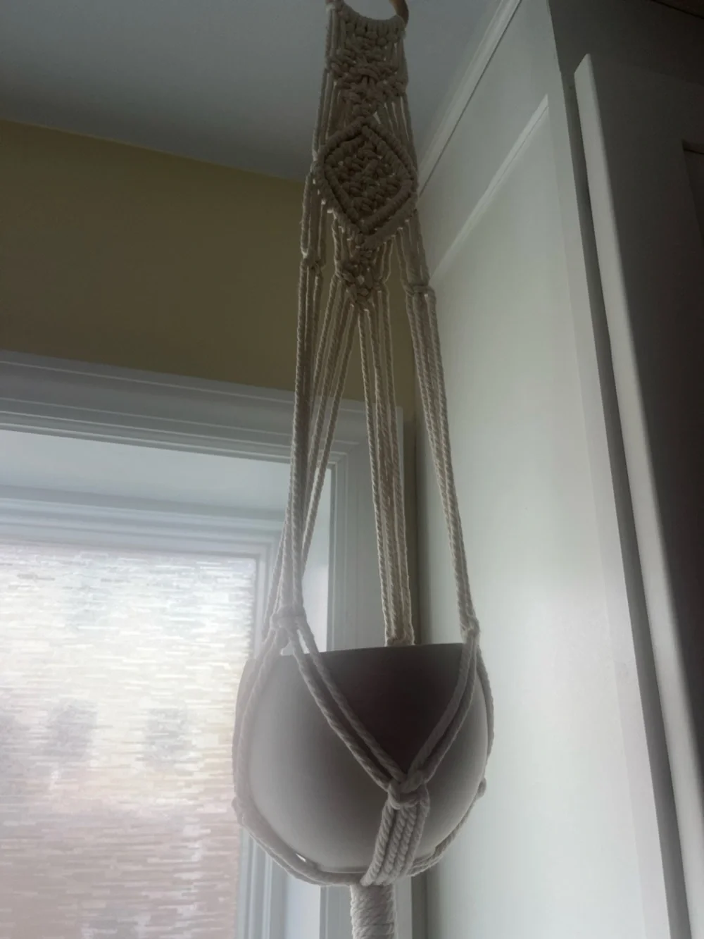 Handmade Macramé Plant Hanger Tapestry - Cream